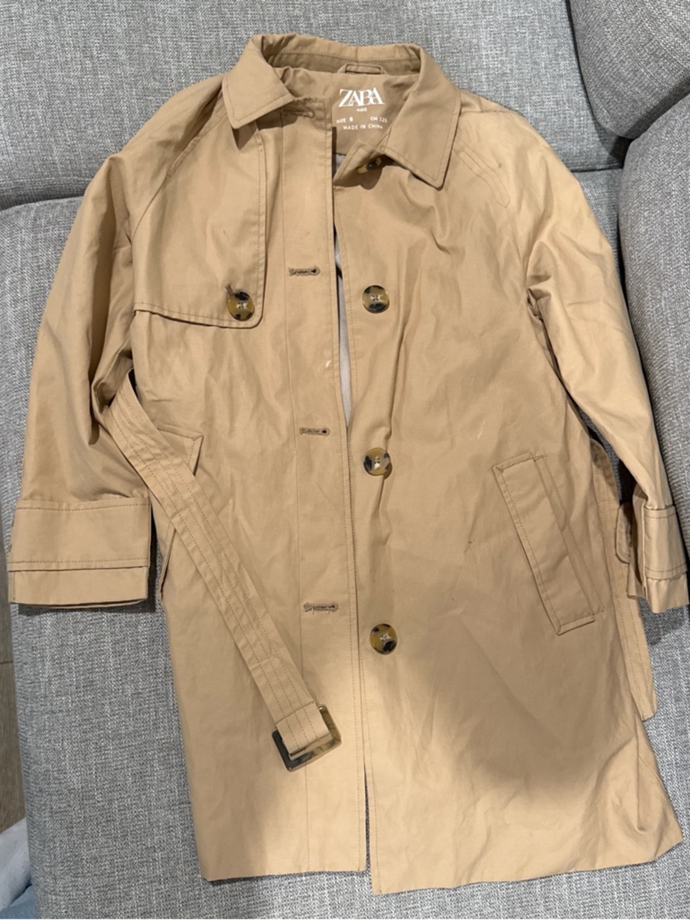 Zara Tan Kids Trench Coat Raincoat